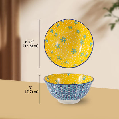 Batitie Müslischalen Set 6er, Keramik Schüsseln bunt, 700 ml