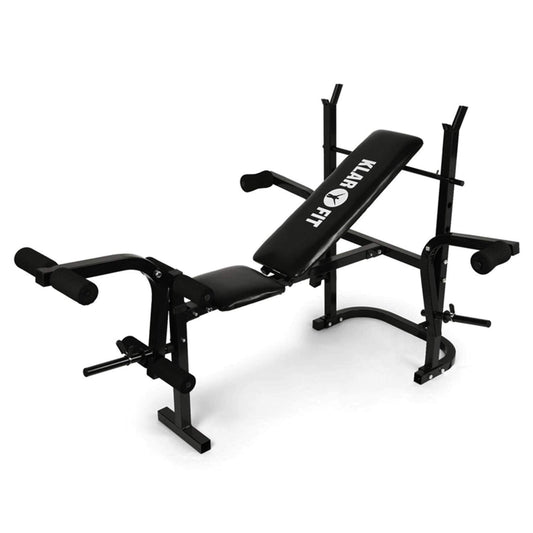 Klarfit Workout Hero Hantelbank, schwarze, verstellbare Fitnessbank. Zum Hanteltraining und Kraftübungen.