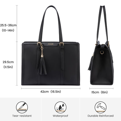 LOVEVOOK Laptoptasche Damen 15,6 Zoll PU-Leder mit Kosmetiktasche