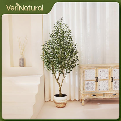 VeriNatural Künstlicher Olivenbaum 210 cm, UV-beständig mit Topf