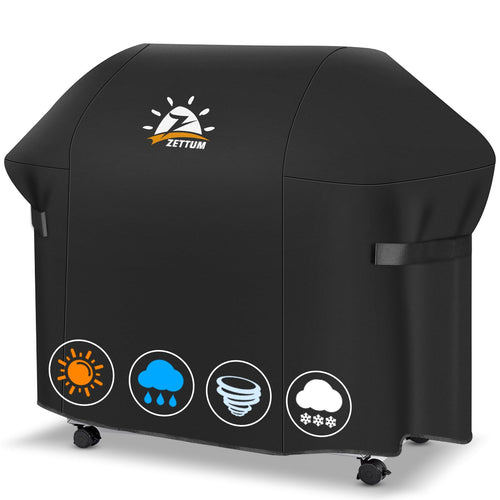 Zettum Grillabdeckung 147 cm wasserdicht für Weber Genesis 300 Serie, Abdeckhaube mit seitlichen Klettbändern