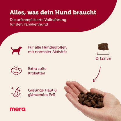 MERA essential Soft Brocken Hundefutter trocken mit Geflügel, 12,5 kg