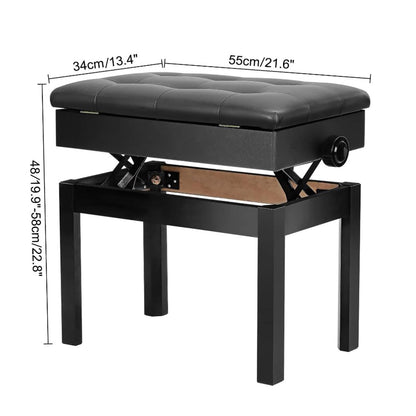 Allright Klavierhocker verstellbar PU-Leder Stauraum Schwarz