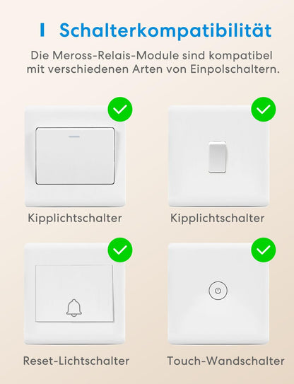 Meross MSS815 Matter WLAN Lichtschalter Unterputz, 4 Stück