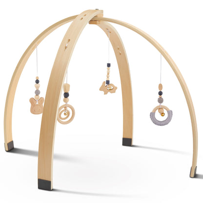 AMAZING Baby Spielbogen Holz Montessori Spieltrapez mit Spielzeug