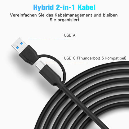 RSHTECH RSH-A107C aktiver 7-Port USB-C-Hub, Aluminium, 24W Netzteil