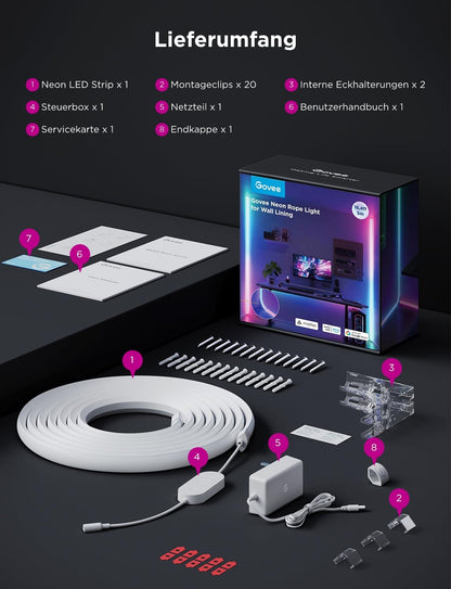 Govee Neon LED Streifen RGBIC 5M für Sockelleiste – Matter