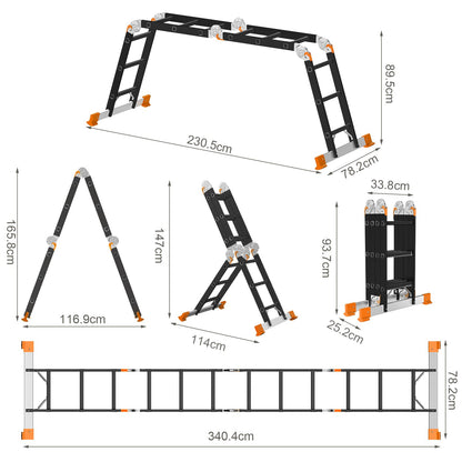 AMHANCIBLE Mehrzweck Aluleiter - 3.4M 12 Stufen EBAL01RN