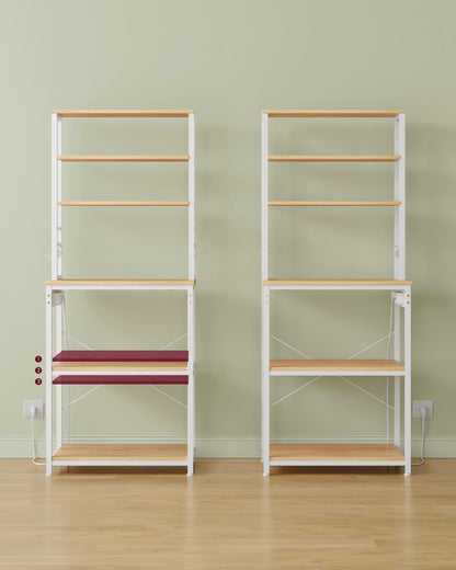 VASAGLE Küchenregal KKS124Y01 mit Steckdosen – Goldeiche/Weiss