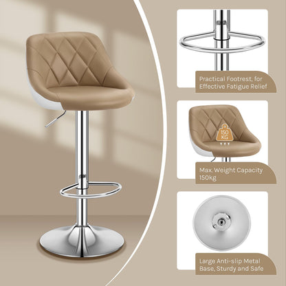 WOLTU BH30kk-2 Barhocker 2er Set – Khaki Kunstleder