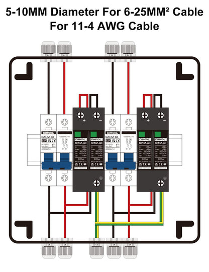 PV DC Überspannungsschutz Trennschalter 1000V - 2 String IP65