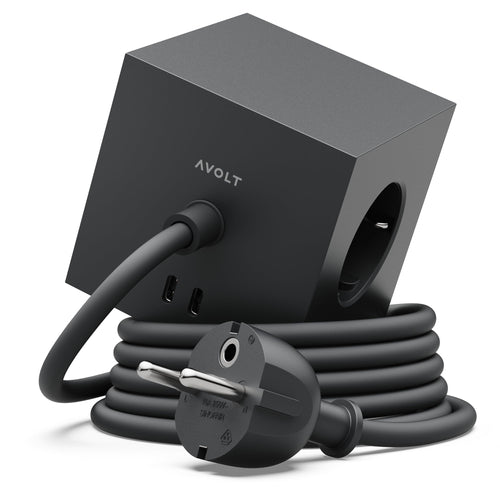 Avolt Square 1 Steckdosenwürfel USB-C - Stockholm Black 1.8m