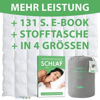 Welldora Komfort Feder-Daunendecke 135x200 - Ganzjahres Bettdecke