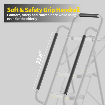 KINGRACK Leiter 5 Stufen Trittleiter klappbar - Handläufe, Plattform