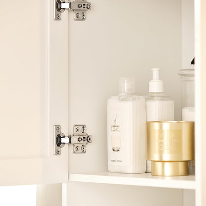 SoBuy BZR87-W Badezimmer Hochschrank mit Wäschesack Weiss