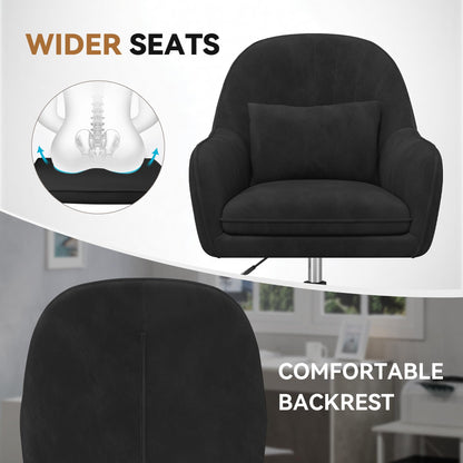 Aivermeil Bürostuhl Samt Ergonomisch mit Kopfkissen - Schwarz