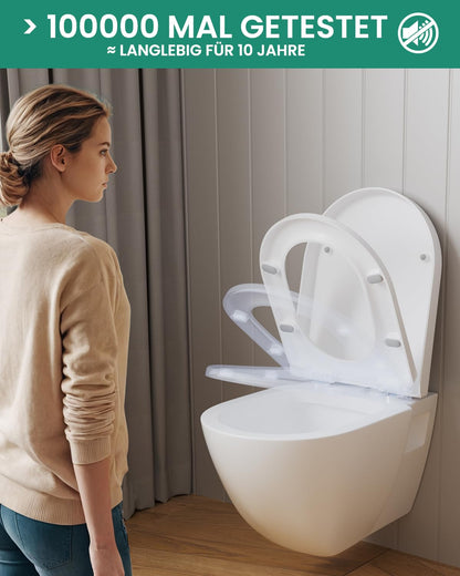 ANYCEE WC Sitz D-Form Absenkautomatik – Duroplast Weiss