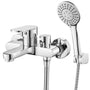 Hermodly Badewannenarmatur mit Handbrause, Messing verchromt, Wandmontage