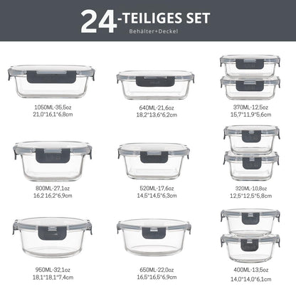 Igluu Borosilikat Glas Frischhaltedosen Meal Prep – 12er-Pack