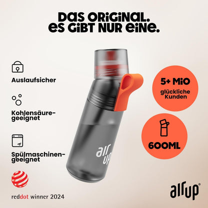 air up Trinkflasche Twist Pro 600 ml, Grau, inkl. 5 Duft-Pods
