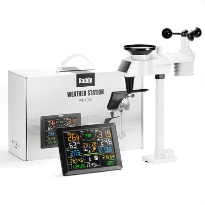 Raddy WF-100C Wetterstation Funk Aussensensor WLAN 8 Zoll