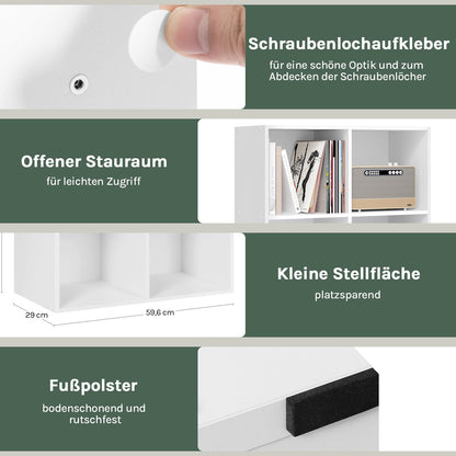 WOLTU Bücherregal mit 6 Würfeln, Standregal weiss, 60 x 89 x 30 cm