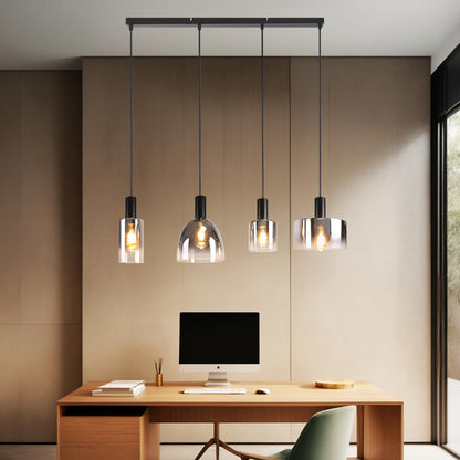 CBJKTX Pendelleuchte 4 Flammig Hängelampe - Vintage Glas