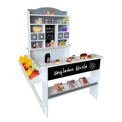 Coemo Kaufladen Nicola Kinder Kaufmannsladen aus Holz - Grau