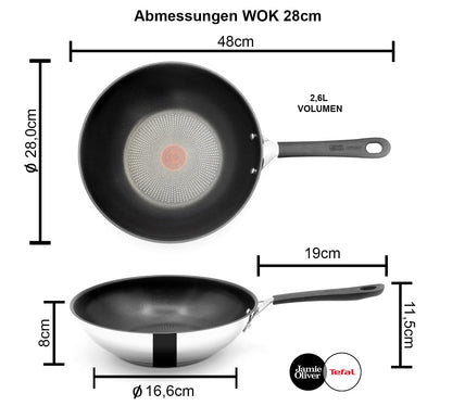 Tefal Jamie Oliver Wokpfanne 28 cm Edelstahl Antihaft Induktion