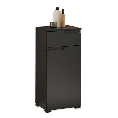 SPICE Badezimmer Kommode Badschrank Schwarz matt mit viel Stauraum. Bietet organisierte Ablageflächen für Badutensilien.