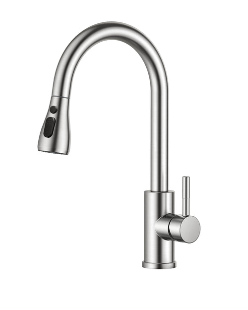 FORIOUS Küchenarmatur mit ausziehbarer Brause, Edelstahl, 360° schwenkbarer Brausekopf