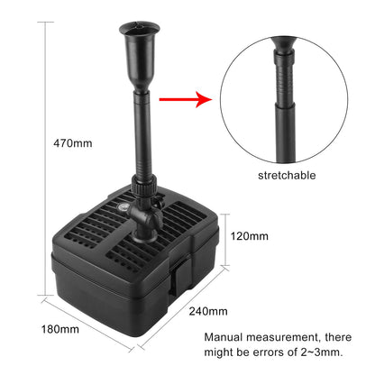 Forever Speed 4-in-1 Teichpumpe mit Filter und 5W UV-Klärer, 1000 l/h