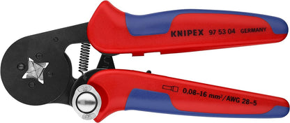 KNIPEX Selbsteinstellende Crimpzange Aderendhülsen – Vierkant 0,08-16 mm². Handzange für präzise Vierkantverpressung.