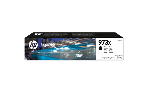 HP 973X L0S07AE Original Druckerpatrone Schwarz XL, rechteckig geformt. Druckt scharfen schwarzen Text und Grafiken.