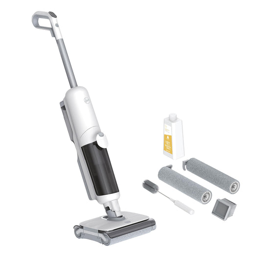 Hoover HW5 Kabelloser Nass-Trocken-Saugwischer - HW500, schlank und grau. Er saugt und wischt Hartböden effizient.