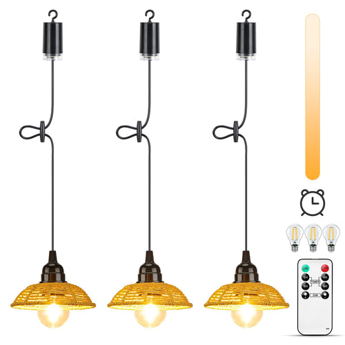 Lightsjoy Boho Pendelleuchte 3er-Set, Batterie, dimmbar, IP65