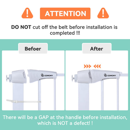 COMOMY Türschutzgitter Katzenklappe Treppenschutzgitter 75-103cm Weiss