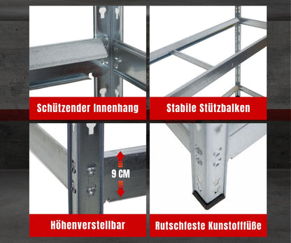 PROREGAL Tiger XL Reifenregal – HxBxT 200x150x45 cm Verzinkt