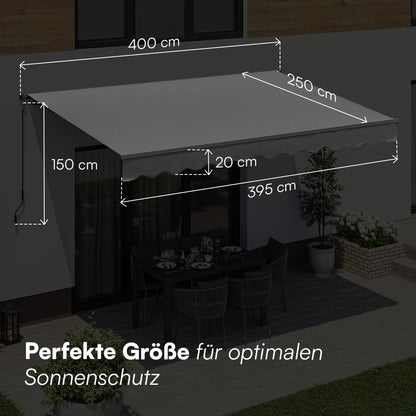 STEELSØN Kestria Gelenkarmmarkise 400x250 cm mit Kurbel, Anthrazit