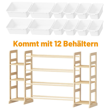 SpaceAid Spielzeug-Organizer mit Bücherregal und 12 Behältern, Weiss
