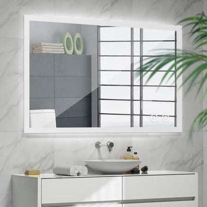 YOLEO LED Badspiegel 80x60cm dimmbar mit Touch und Steckdose