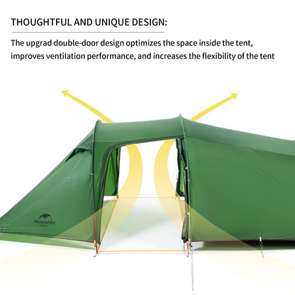 Naturehike Opalus 3 Personen Rucksackzelt 20D Grün