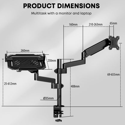 PUTORSEN Monitor Laptop Halterung Federgestützt 17-32" / 18" Notebook