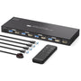 PVBCTCSID KVM Switch HDMI 4K60Hz - 4 PC, 1 Monitor: Kompakter, schwarzer KVM Switch. Steuert 4 PCs über einen Monitor/Tastatur/Maus in 4K60Hz.