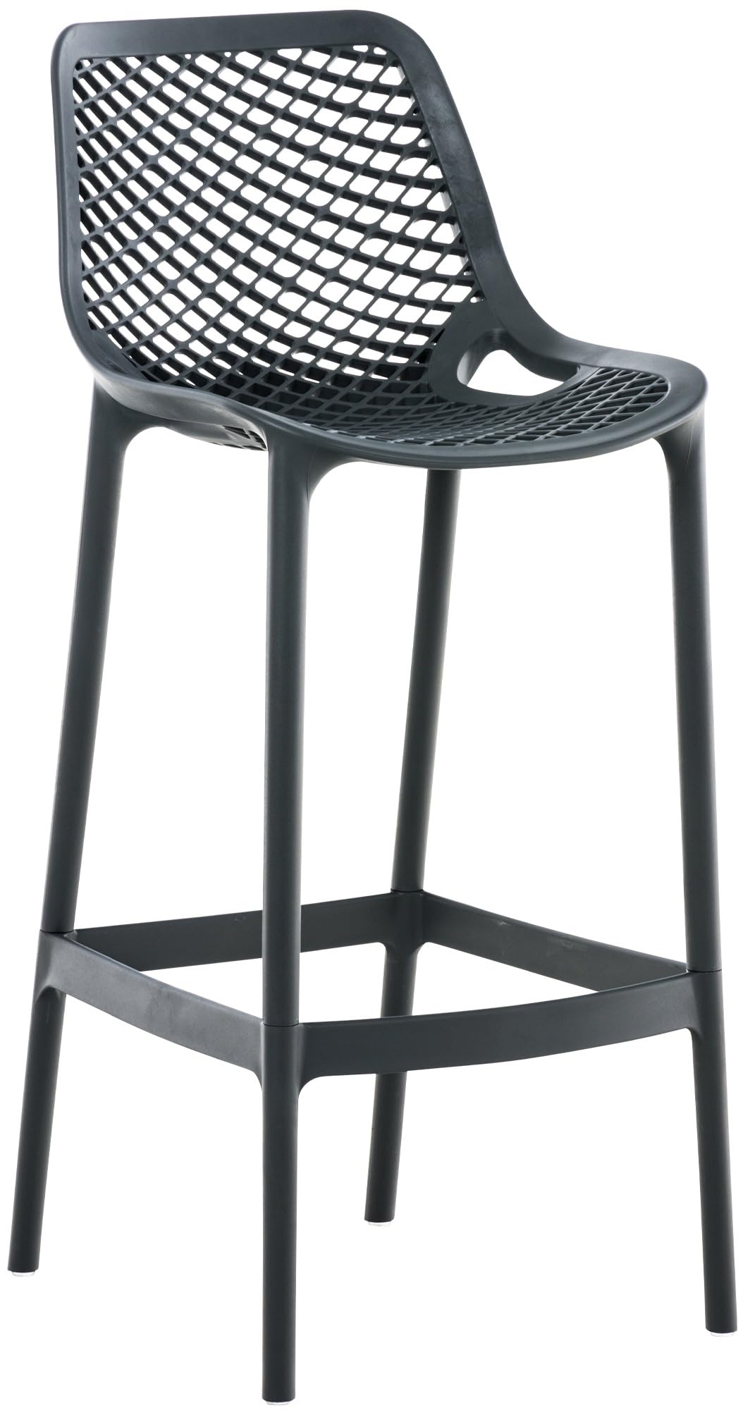 CLP Barhocker Air Kunststoff Pflegeleicht - Dunkelgrau, 75cm. Dunkelgrauer Kunststoff-Hocker mit 75cm Sitzhöhe für Bar oder Theke.