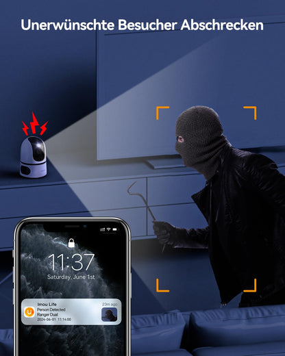 Imou 2K+2K Dual Kameras WLAN Überwachungskamera Innen - 2er Pack