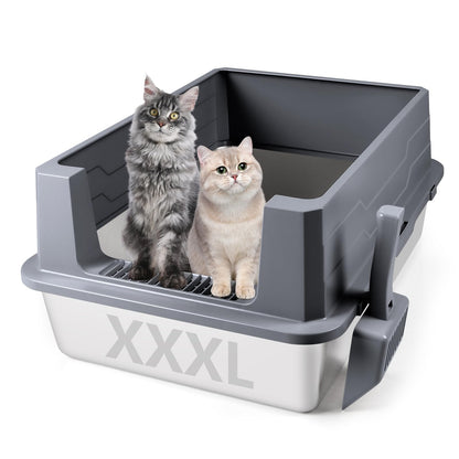 Bartuke Katzentoilette Edelstahl XXXL Katzenklo - Dunkelgrau. Rechteckiges, dunkelgraues Edelstahlbecken, extragroß. Dient zur hygienischen Aufnahme von Katzenstreu.