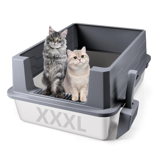 Bartuke Katzentoilette Edelstahl XXXL Katzenklo - Dunkelgrau. Rechteckiges, dunkelgraues Edelstahlbecken, extragroß. Dient zur hygienischen Aufnahme von Katzenstreu.