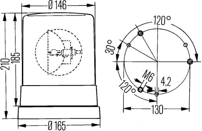 HELLA KL 700 Halogen-Rundumleuchte 2RL 004 958-101 Gelb 12V