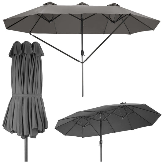 tectake® Doppelsonnenschirm rechteckig 460x270 cm – Grau